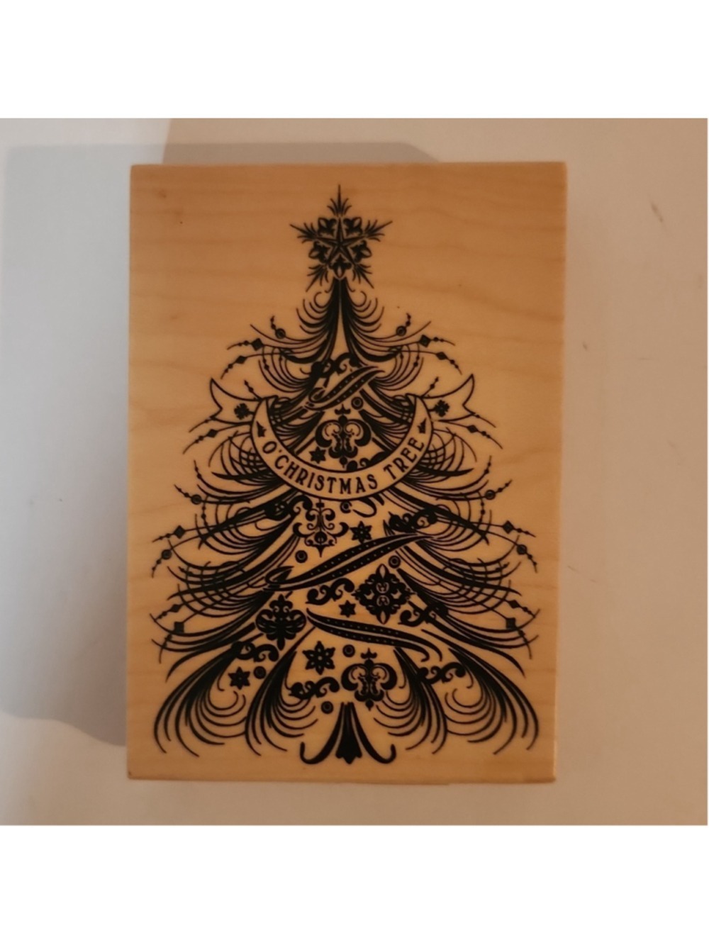 Inkadinkado O Christmas Tree Wood Rubber Mounted Stamp Holidays 60-01142 New